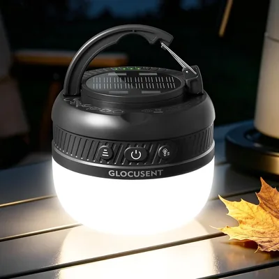 Glocusent Lampa kempingowa do ładowania 5000 mAh, 120 h, latarnia LED 5 jasności, 3 tryby i SOS