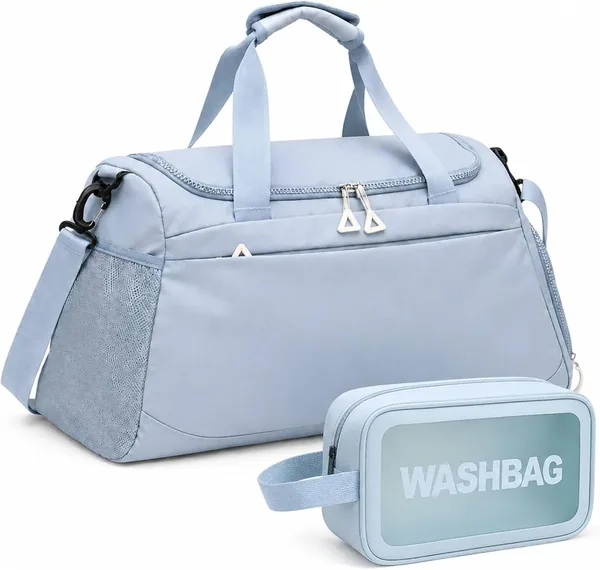 Fashionable Waterproof Gym Duffel Bag with Vanity Case - Soft Pink