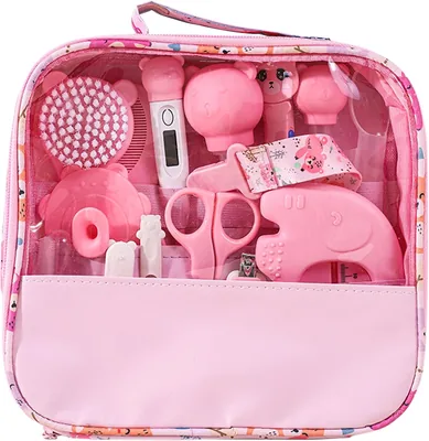 Kit de soins pour bébé Liemuao, 15 accessoires y compris brosse à cheveux, thermomètre numérique, thermomètre de bain, coupe-ongles miniature - Meilleur Prix