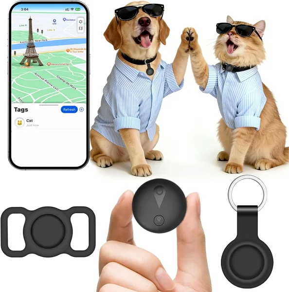 Collier GPS Chat, Suivi de Localisation en Temps Réel pour Chien, Mini Traceur GPS, Sans Abonnement
