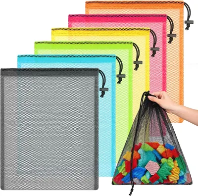 6 stk mesh väskor 17 x 14 inch, adssnabbt nylon mesh lagringskäror | Multicolör Lättvikt Tillval