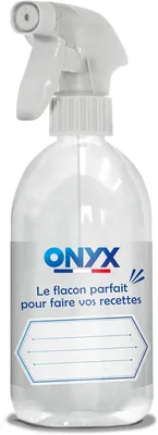 Bouteille spray réutilisable Onyx de 500 ml avec étiquette amovible et indicateur de dosage - Multifonction pour produits ménagers
