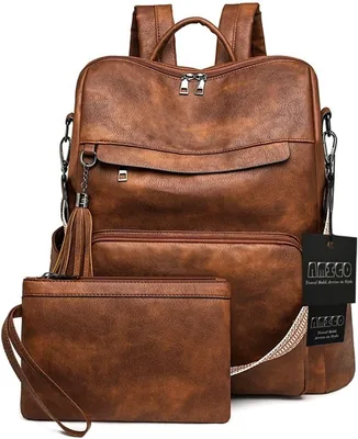 Women's Backpack 2-Piece Set - Vintage Style, Waterproof & Travel-Friendly