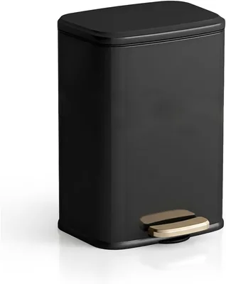 Foot Pedal Trash Can - Stainless Steel Garbage Bin with Soft-Close Lid and Removable Bucket, Hands-Free