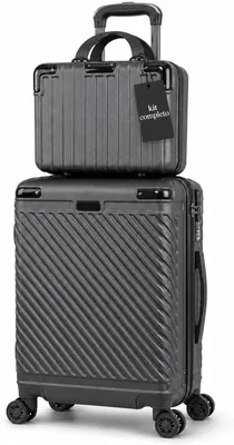 Mala de Bordo 10kg com Frasqueira Expansível Aprovada ANAC - Bagagem de Mão 4 Rodas Duplas 360° + Cadeado TSA + Porta-Copos