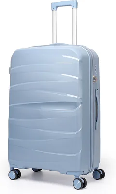 Mala de Viagem Média 23Kg Polipropileno 4 Rodas Duplas 360 Fibra Rígida Tamanho M Leve Resistente Para Despachar (AZUL, médio) - Melhor Preço