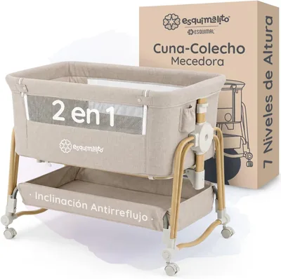 Cuna Colecho ESQUIMAL Portátil 2 en 1 con Alturas Ajustables y Cesta de Almacenamiento