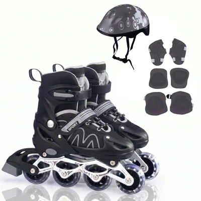 Patins Infantil 4 Rodas Ajustável 4 Tamanhos + Kit Proteção
