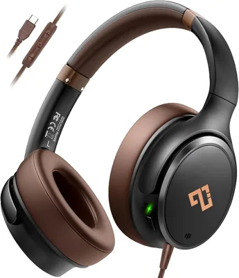 HiFi Stereo Headset - Brown, Built-in Mic