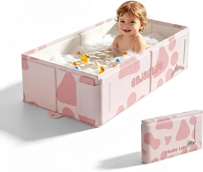 Baby Bathtub, Portable Pop-Up Tub, Space-Saving, Durable for 0-8 Years