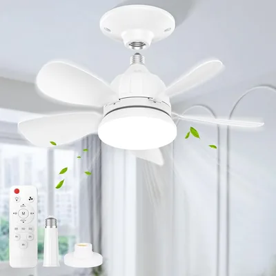 Ambesty Ventilateur de Plafond avec éclairage et Télécommande, 3 Vitesses, LED Dimable, Plafonnier Blanc