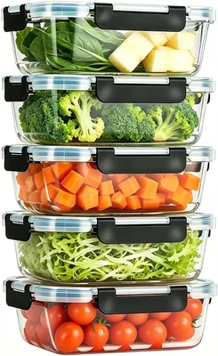 5 Pack Glass Food Storage Containers Airtight 1040ML Best Deal