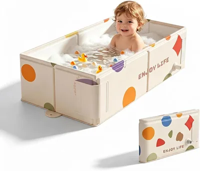 Baby Bathtub, Portable Pop-Up Tub, Space-Saving & Durable for 0-8 Years