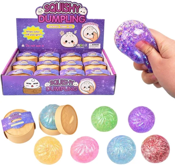Glitter Dumpling Advent Calendar 12pcs Mini Real Bun Mystery Dumplings Stress Relief Set
