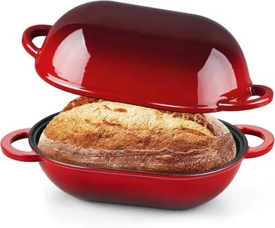 Enameled Cast Iron Sourdough Bread Oven, 2.8QT Oval Dutch Oven