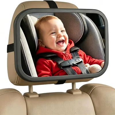 Espejo Retrovisor para Bebe de Auto 24.5x17.5cm, Visión Clara 360°Giratorio | Espejo de Seguridad para Infantil Asiento Trasero