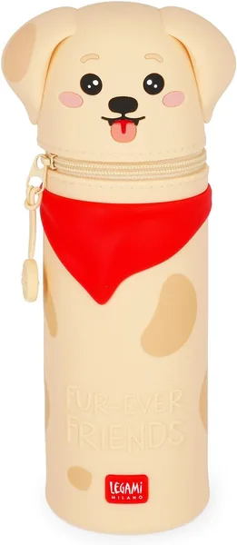 LEGAMI - Étui scolaire 2 en 1 mignon, Silicone doux, Or, Support stylo, Fermeture à glissière, Stylos feutres