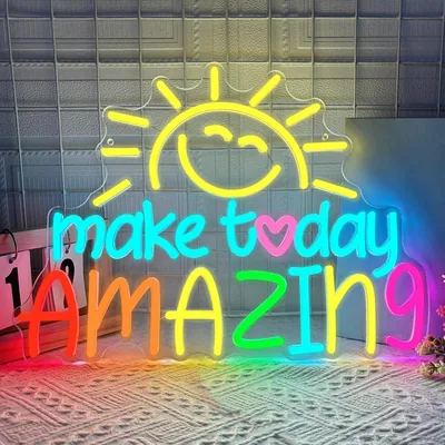 Make Today Amazing Neon Sign - Dimmable USB Sunshine Smile Face Decor Best Deal