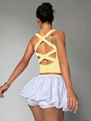 Topless Cross Back Tank Top para Mujer, Bra Deportivo para Yoga, Mejores Precios