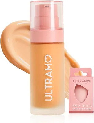 ULTRAMO Base de Maquillaje con FPS15 PA++, Cobertura Natural, Acabado Mate, 6 Colores Disponibles, Incluye una Esponja de Maquillaje - Best Deal