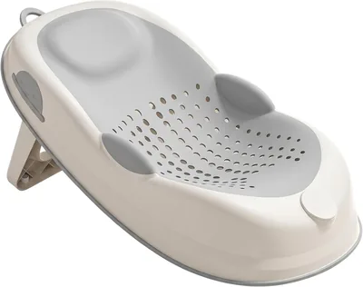 Soporte de baño para bebé antideslizante gris con soporte suave para la columna vertebral y pies plegables, asiento de bañera - 12% Off