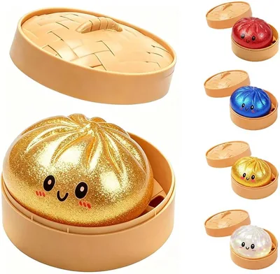 Dumpling Squishy avec Panier Vapeur, Bao Bun Squishy Pailleté 10 cm, Jouet Anti Stress Souple et Élastique, Fidget Toy Relaxa - Meilleur Prix