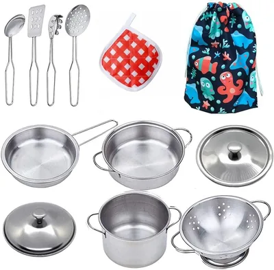 Amigo Pretend Kitchen Playset - Stainless Steel 12-Piece Set
