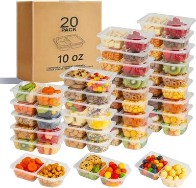 Reusable Snack Containers 20 Pack 300ml Double Compartment Meal Prep Best Deal