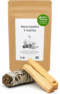 Palo Santo y Sagea Blanca Natural para Encender - Mazo de Sagea + 2 Palos de Palo Santo - Limpieza de Energía, Meditación y Aromaterapia