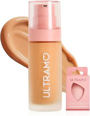 ULTRAMO Base de Maquillaje con FPS15 PA++, Cobertura Natural, Acabado Mate, 6 Colores Disponibles, Incluye una Esponja de Maquillaje - Mejor Oferta