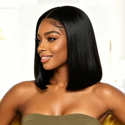 Magic Beginner Friendly Glueless Synthetic Bob Wig, Ombre Brown/Highlight, 150% Density