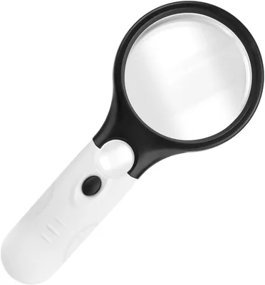 Blue Carbon Magnifying Glass with LED Lights - 3X & 45X Dual Lens - Best Deal