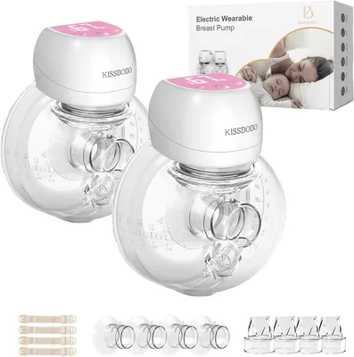 KISSBOBO 1508 Pompe à sein électrique sans fil, 193 g (Rose, 2 pièces) | Collecteur 180 ml, 3 modes, 9 niveaux, 1200 mA - Meilleur Prix