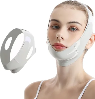 Máscara para el mentón V-Line, Versión Mejorada Ice-Cool, Reductora Reutilizable del Mentón para Dormir, Banda Elevadora Facial V para Definir Mandíbula y Firmeza
