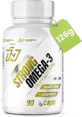 IMMORTAL NUTRITION Silne Omega 3 kapsułki 1000 mg oleju rybiego - 330 mg EPA i 220 mg DHA w porcji - z witaminą E - Best Deal