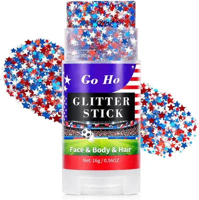 Go Ho Red White & Blue Star Glitter Stick 44% Off