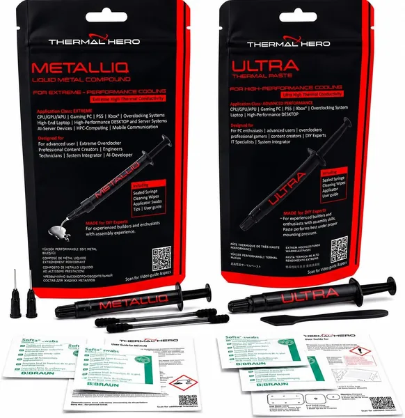 Thermal Hero Metalliq: Bundle de rendimiento con 1g líquido y 3g pasta térmica para CPU/GPU/PS5