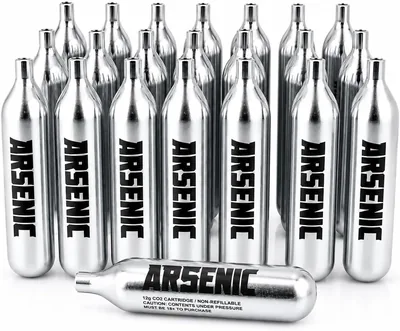 Cilindros de Gas CO2 Arsenic Silver AirsoftManiacs 12g para réplicas de aire y pistolas de perdigones