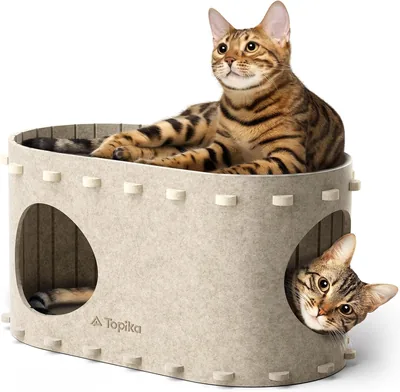 Topika Felt Cat House Condo, 2-Level Puzzle Bed, Best Deal
