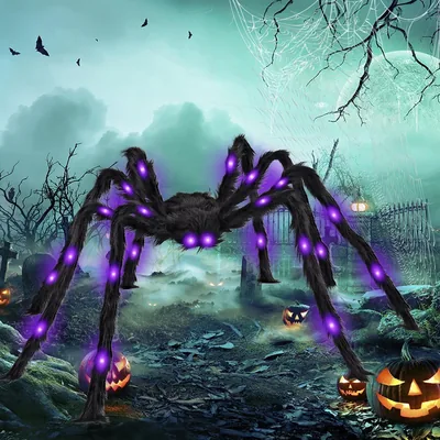 JHFYTCL Araña Gigante de Halloween, Decoración Luminosa de 125 CM