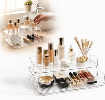 Organizador Multiuso Transparente com 2 Níveis - Promoção de 10% Off