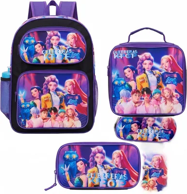 Kit Escolar Guerreras K-pop de 3 Piezas para Niña - Mochila Juvenil, Lonchera Térmica y Lapicera, Diseño Anime, Nylon - Mejor Oferta