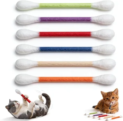 Dolisbie 6 Pcs Juguetes Catnip para Gatos, Bastoncillos de Algodón con Hierba Gatera, Palitos Dentales para Pelos Naturales - Mejor Oferta