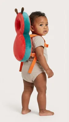 Baby Head Protector Backpack, Caterpillar Design, Plush, Red and Teal, Toddler Safety Cushion Best Deal