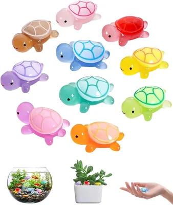 Thapncow 10 szt. świecących żółwi z żywicy, 4,8 cm, lampka nocna, losowy kolor, DIY