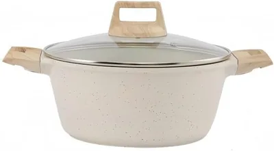 Nonstick Stock Pot 28cm Beige 6.2L Glass Lid