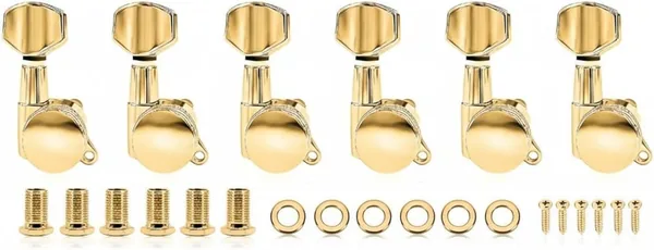 Qianly 6 Piezas Clavijas de Afinación con Bloqueo Totalmente Sellado para Luthiers, Oro, 6R - Mejor Oferta