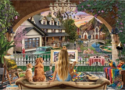 HUADADA 1000 Piece Jigsaw Puzzle - Town at Dusk