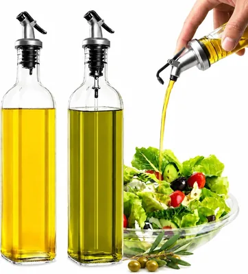Premium Glass Oil Dispenser Set with Measurement Bottles 1000ml Stoppers Pourers Sprayers Dressing - Best Deal