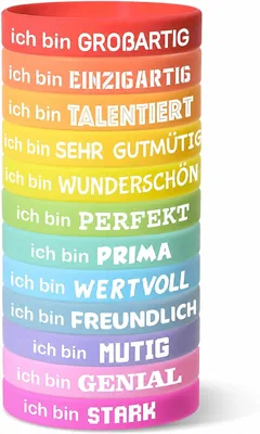 LVZONGXIN Pack von 24 Motivationsarmbänder für Kinder in Deutsch | Pastellfarbenes Silikonarmband, Partybeilage Souvenir